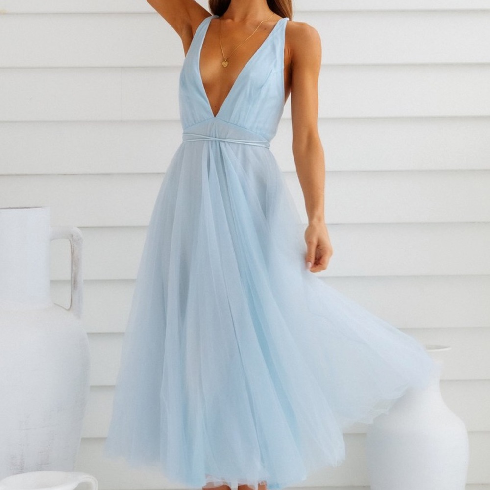 Summer Cinderella Midi Dress in Blue
